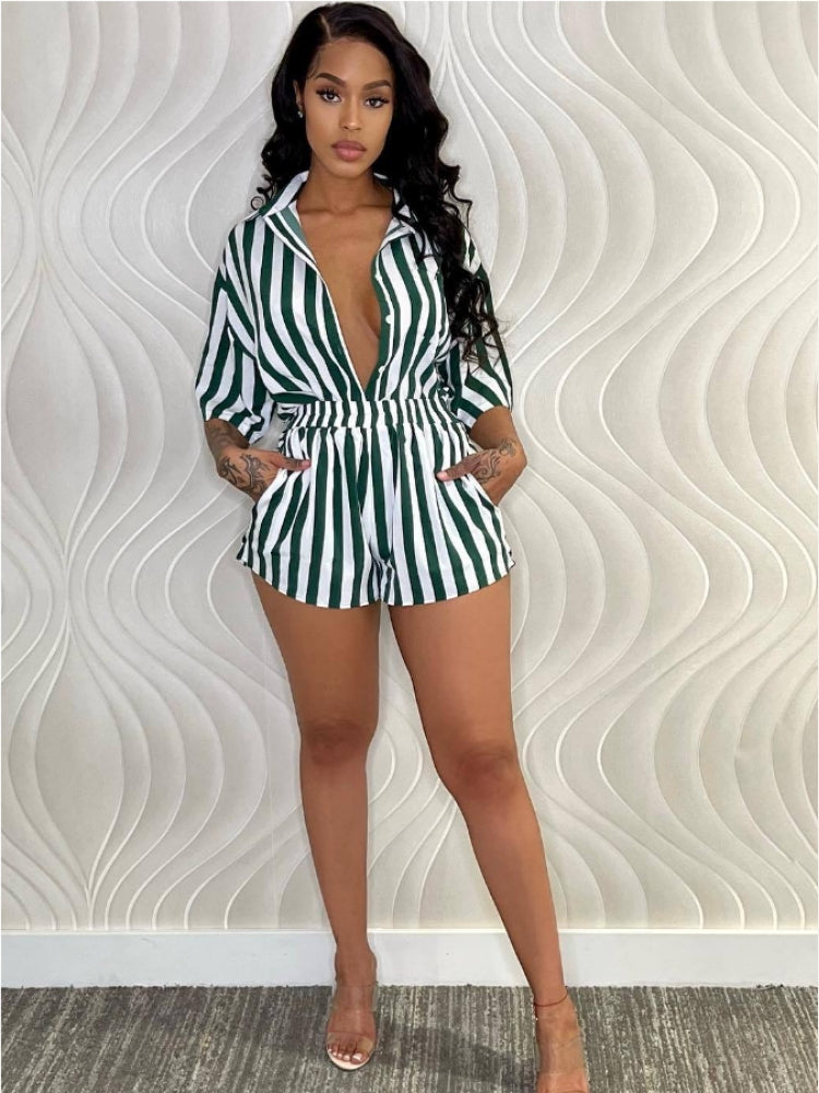 Loose Striped Short Set