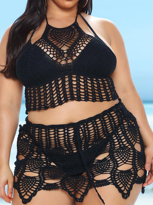Plus Size Knitted 2 Piece Swimsuit