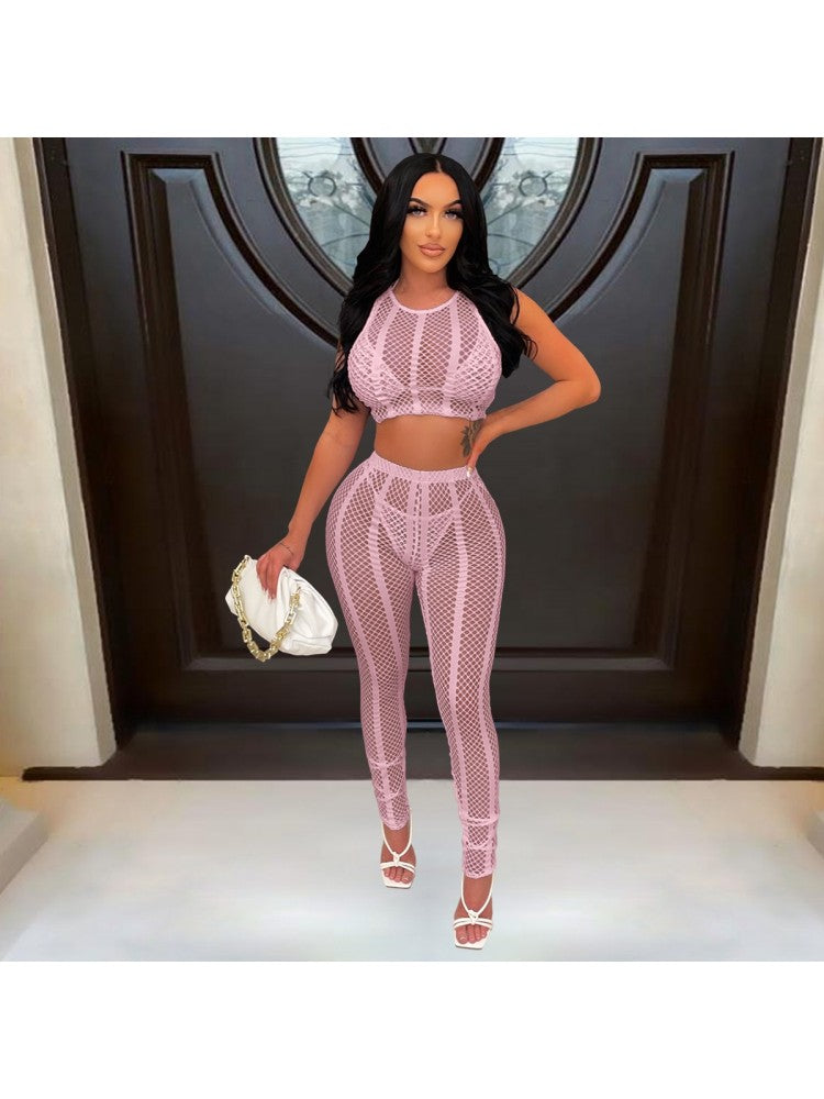 See Through Crop and Pants Set