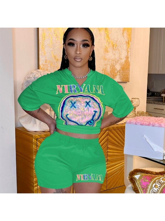 Letter Print Short Set