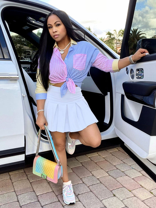 Plaid Shirt & Skirt Set