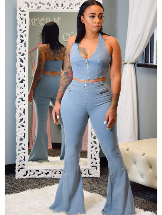 Crop Top Denim Set