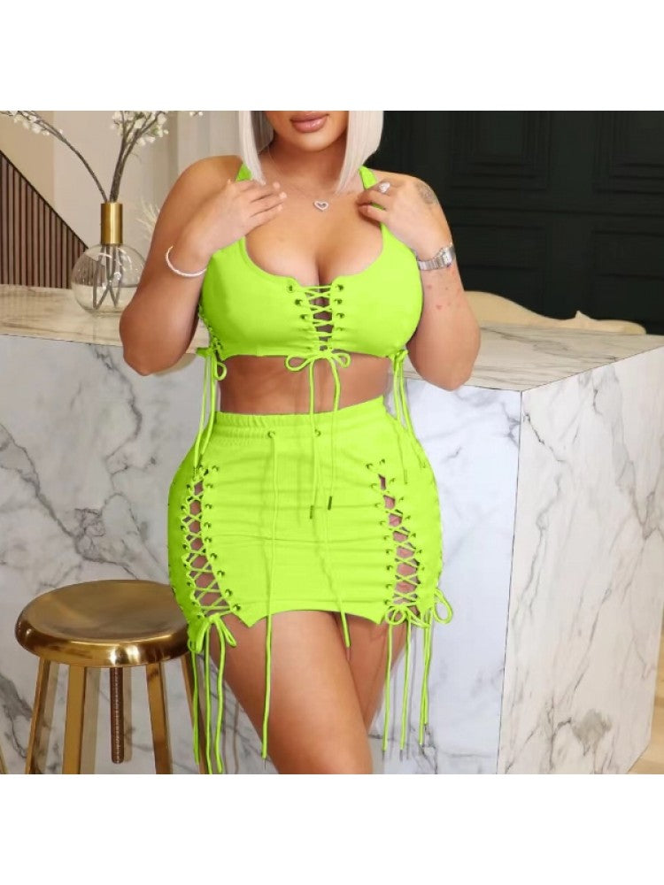 Drawstring Skirt Set