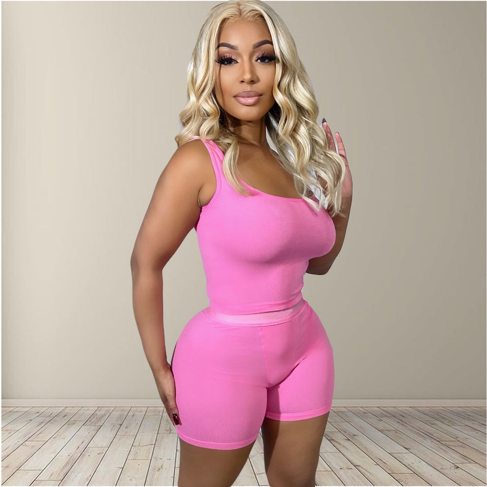 Plain Sleeveless Short Set