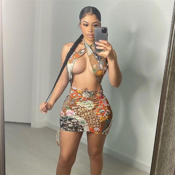 Pattern Bikini Skirt Set