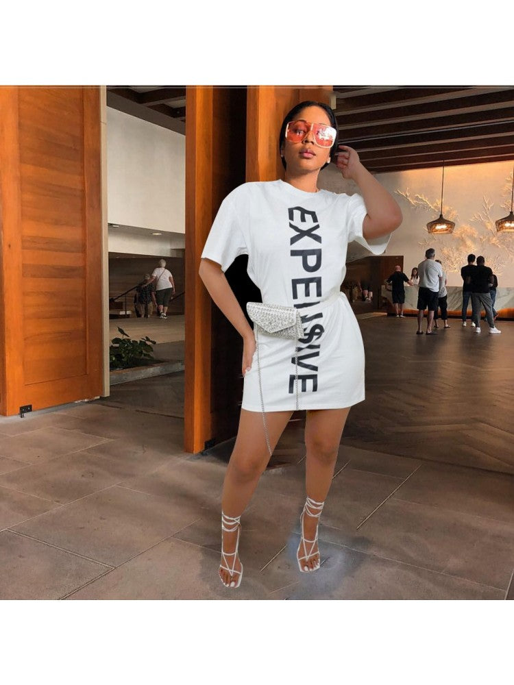 Loose Letter Short Sleeve Dress