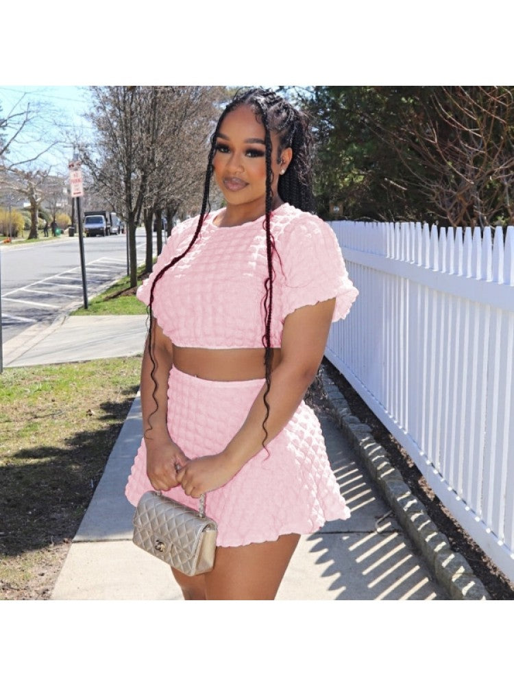 Plain 2 Piece Skirt Set