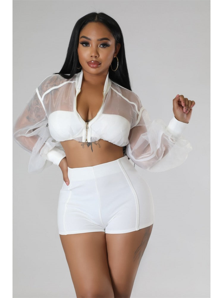 See Through Sleeve Short Set